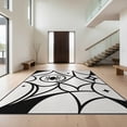 thumbnail image 1 of Design&I 8'x10' Washable Area Rug Black White Geometric Design Elegant Contrast with Star Accents for King Size Bedroom, Under Bed, Sleek Flatweave Pet Friendly, 1 of 7