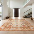 thumbnail image 1 of Design&I 8'x10' Washable Area Rug Boho Distressed Vine Geometric Border Southwestern Stripe Motif for King Size Bedroom, Under Bed, Sleek Flatweave Pet Friendly, 1 of 7