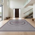 thumbnail image 1 of Design&I 8'x10' Washable Area Rug Boho Grey Sunburst Center Motif Ombre Gradient Lattice Purple Flowing Dynamic for Dining Room, Large Office, Lounge, Snag-Free, 1 of 7