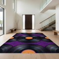 thumbnail image 1 of Design&I 8'x10' Washable Area Rug Cd Record Music Retro Groovy Swirl Border Tapete Redondo Wet Vinyl Refined for King Size Bedroom, Under Bed, Sleek Flatweave Pet Friendly, 1 of 7