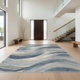 thumbnail image 1 of Design&I 8'x10' Washable Area Rug Dusty Blue Gray Flowing Brushwork Contemporary Abstract Design for King Size Bedroom, Under Bed, Sleek Flatweave Pet Friendly, 1 of 7