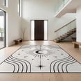 thumbnail image 1 of Design&I 8'x10' Washable Area Rug Extra Large Skid-Resistant Low Profile Black White Celestial Motif with Curved Lines Elegant Design, for Living Room, Family, 1 of 7