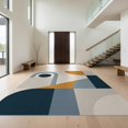 thumbnail image 1 of Design&I 8'x10' Washable Area Rug Extra Large Skid-Resistant Low Profile Muted Blue Mustard Geometric Art Modern Abstract Shapes with Bold Lines for Living Room, Family, 1 of 7