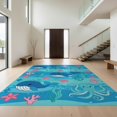 thumbnail image 1 of Design&I 8'x10' Washable Area Rug Extra Large Skid-Resistant Low Profile Ocean Whale Octopus Starfish Cartoon Animals Under Classroom Flowing Dynamic for Living Room, Family, 1 of 7