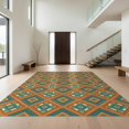 thumbnail image 1 of Design&I 8'x10' Washable Area Rug Extra Large Skid-Resistant Low Profile Orange Funky Vibrant Symmetrical Border Contrasting Tones Classroom for Living Room, Family, 1 of 7