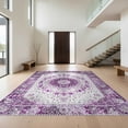 thumbnail image 1 of Design&I 8'x10' Washable Area Rug Extra Large Skid-Resistant Low Profile Purple Grey Boho Sunburst Medallion Intricate Petal Rings with Dotted Accents for Living Room, Family, 1 of 7