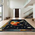 thumbnail image 1 of Design&I 8'x10' Washable Area Rug Extra Large Skid-Resistant Low Profile Vinyl Record Vintage Turntable With Bold Musical Note Border for Living Room, Family, 1 of 7