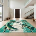 thumbnail image 1 of Design&I 8'x10' Washable Area Rug Fishing Bass And Pike Lake Scene With Wildlife Lure Border Design for King Size Bedroom, Under Bed, Sleek Flatweave Pet Friendly, 1 of 7