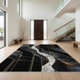 thumbnail image 1 of Design&I 8'x10' Washable Area Rug Geometric Swirl Abstract Stripe Veined Mineral Motif Border Interlocking for King Size Bedroom, Under Bed, Sleek Flatweave Pet Friendly, 1 of 7