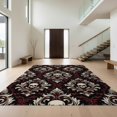 thumbnail image 1 of Design&I 8'x10' Washable Area Rug Halloween Vintage Skull Damask Ornamental Symmetrical Large Border for Dining Room, Office, Lounge, Snag-Free, 1 of 7