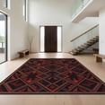 thumbnail image 1 of Design&I 8'x10' Washable Area Rug Maroon Contemporary Framework Repeating Featuring Balanced Mid for Dining Room, Large Office, Lounge, Snag-Free, 1 of 7
