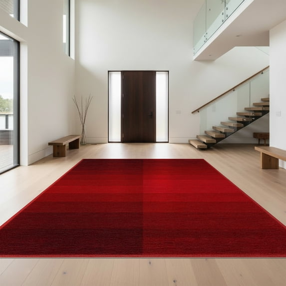 Design&I 8'x10' Washable Area Rug Minimalist Subtle Tonal Ombre Gradient Plush Detailing Solid Flowing Dynamic for King Size Bedroom, Under Bed, Sleek Flatweave Pet Friendly