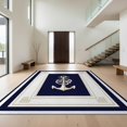 thumbnail image 1 of Design&I 8'x10' Washable Area Rug Nautical Maritime Knot With Anchor Emblem And Striped Border for Dining Room, Large Office, Lounge, Snag-Free, 1 of 7