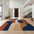 thumbnail image 1 of Design&I 8'x10' Washable Area Rug Navy Terracotta Geometric Design Bold Retro Abstract with Curves for Living Room, Family Extra Large Skid-Resistant Low Profile, 1 of 7