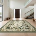 thumbnail image 1 of Design&I 8'x10' Washable Area Rug Oval Vintage Dining Trailing Vine Border Scroll Farmhouse Table for Living Room, Family Extra Large Skid-Resistant Low Profile, 1 of 7