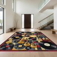 thumbnail image 1 of Design&I 8'x10' Washable Area Rug Record Music Collage Disc Guitar Notes Scatter Cd Shape Vinyl for King Size Bedroom, Under Bed, Sleek Flatweave Pet Friendly, 1 of 7
