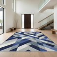 thumbnail image 1 of Design&I 8'x10' Washable Area Rug Recycled Blocks Herringbone Abstract Mosaic Stripe Mold Navy for Dining Room, Large Office, Lounge, Snag-Free, 1 of 7