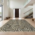 thumbnail image 1 of Design&I 8'x10' Washable Area Rug Sleek Flatweave Pet Friendly Abstract Curved Band Interlocking Minimalism Composition Lightweight for King Size Bedroom, Under Bed, 1 of 7