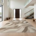 thumbnail image 1 of Design&I 8'x10' Washable Area Rug Sleek Flatweave Pet Friendly Abstract Flowing Ash Geometric Shapes Taupe Cream Inspired Berber for King Size Bedroom, Under Bed, 1 of 7