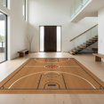 thumbnail image 1 of Design&I 8'x10' Washable Area Rug Sleek Flatweave Pet Friendly Athletic Mirrored Arcs Bold Stripe Border Center Repeating Basketball Flowing for King Size Bedroom, Under Bed, 1 of 7