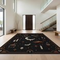 thumbnail image 1 of Design&I 8'x10' Washable Area Rug Sleek Flatweave Pet Friendly Black Orange Enchanted Nighttime Celestial Design Elegant Rectangular Display for King Size Bedroom, Under Bed, 1 of 7
