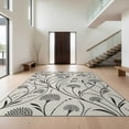 thumbnail image 1 of Design&I 8'x10' Washable Area Rug Sleek Flatweave Pet Friendly Black White Elegant Floral and Vine Design Graceful Curves with Dotted Detailing for King Size Bedroom, Under Bed, 1 of 7