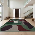 thumbnail image 1 of Design&I 8'x10' Washable Area Rug Sleek Flatweave Pet Friendly Deep Green Abstract Geometric Artwork Design Elegant Contemporary Shapes with Subtle for King Size Bedroom, Under Bed, 1 of 7
