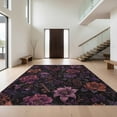 thumbnail image 1 of Design&I 8'x10' Washable Area Rug Sleek Flatweave Pet Friendly Deep Plum Elegance with Gothic Floral Motifs Victorian Inspired Design Skulls for King Size Bedroom, Under Bed, 1 of 7