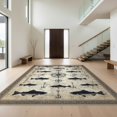 thumbnail image 1 of Design&I 8'x10' Washable Area Rug Sleek Flatweave Pet Friendly Fish Fishing Cabin Compass Weathered Waterway Chart Hooks Clownfish for King Size Bedroom, Under Bed, 1 of 7