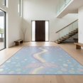 thumbnail image 1 of Design&I 8'x10' Washable Area Rug Sleek Flatweave Pet Friendly Mermaid Aesthetic Motif Pastel Bubble Kawaii Scale Purple Flowing Dynamic for King Size Bedroom, Under Bed, 1 of 7