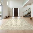 thumbnail image 1 of Design&I 8'x10' Washable Area Rug Sleek Flatweave Pet Friendly Neutral Cream Field Scattered Blossoms Border Beige Pile for King Size Bedroom, Under Bed, 1 of 7