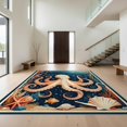thumbnail image 1 of Design&I 8'x10' Washable Area Rug Sleek Flatweave Pet Friendly Octopus Nautical Sea Creature Design With Marine Coral Reef Accents for King Size Bedroom, Under Bed, 1 of 7