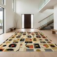 thumbnail image 1 of Design&I 8'x10' Washable Area Rug Sleek Flatweave Pet Friendly Record Vinyl Retro Music Abstract Turntable Motif Cd Disc Shape for King Size Bedroom, Under Bed, 1 of 7
