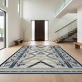 thumbnail image 1 of Design&I 8'x10' Washable Area Rug Sleek Flatweave Pet Friendly Recycled Herringbone Boho Interlocking Motifs Navy Mold Zigzag for King Size Bedroom, Under Bed, 1 of 7