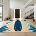 thumbnail image 1 of Design&I 8'x10' Washable Area Rug Sleek Flatweave Pet Friendly Surfboard Wave Stripe Nautical Border Aesthetics Surf Bathroom for King Size Bedroom, Under Bed, 1 of 7
