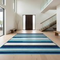 thumbnail image 1 of Design&I 8'x10' Washable Area Rug Sleek Flatweave Pet Friendly Surfboard Wave Stripe Nautical Border Surf Aesthetics Bathroom for King Size Bedroom, Under Bed, 1 of 7