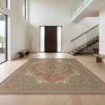 thumbnail image 1 of Design&I 8'x10' Washable Area Rug Snag-Free Bordered Symmetry Distressed Scroll Border Vintage Boho Ornate Playful for Dining Room, Large Office, Lounge, 1 of 7
