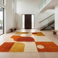 thumbnail image 1 of Design&I 8'x10' Washable Area Rug Snag-Free Burnt Orange Beige Terracotta Abstract Retro Geometric Mid Century Modern Design for Dining Room, Large Office, Lounge, 1 of 7