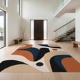 thumbnail image 1 of Design&I 8'x10' Washable Area Rug Snag-Free Burnt Orange Navy Abstract Geometric Design Contemporary Art Style with Bold Circular for Dining Room, Large Office, Lounge, 1 of 7