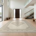 thumbnail image 1 of Design&I 8'x10' Washable Area Rug Solid Faded Tonal Minimalist Heathered Subtle Speckled Beige Boho Refined for King Size Bedroom, Under Bed, Sleek Flatweave Pet Friendly, 1 of 7