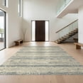 thumbnail image 1 of Design&I 8'x10' Washable Area Rug Vintage Boho Wave Faded Nautical Distressed Scroll Border Ocean Flowing Dynamic for King Size Bedroom, Under Bed, Sleek Flatweave Pet Friendly, 1 of 7