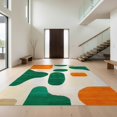 thumbnail image 1 of Design&I 9'x12' Washable Area Rug Abstract Contemporary Interlocking Shapes Orange Teal Burnt Fall for Great Room, Large Living Giant Skid-Resistant, 1 of 7