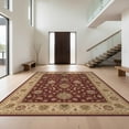 thumbnail image 1 of Design&I 9'x12' Washable Area Rug Beige Burgundy Floral Elegance Intricate Botanical Motif with Classic Border for Master Suite, Under Bed, Sleek Flatweave Pet Friendly, 1 of 7