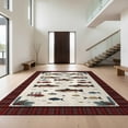 thumbnail image 1 of Design&I 9'x12' Washable Area Rug Fish Cabin Distressed Plaid Border Motif Farmhouse Fishing Clownfish for Dining Room, Basement, Large Office, Snag-Free, 1 of 7