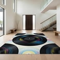 thumbnail image 1 of Design&I 9'x12' Washable Area Rug Giant Skid-Resistant Record Burst Grooved Concentric Rings Turntable Retro Vinyl Energetic for Great Room, Large Living, 1 of 7