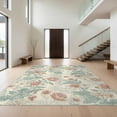 thumbnail image 1 of Design&I 9'x12' Washable Area Rug Giant Skid-Resistant Vibrant Vintage Botanical Toile Wildflower Motifs Trailing Vine for Great Room, Large Living, 1 of 7