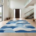 thumbnail image 1 of Design&I 9'x12' Washable Area Rug Ocean Wave Themed Grid Abstract Nautical Motif Minimalist Theme for Great Room, Large Living Giant Skid-Resistant, 1 of 7