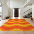 thumbnail image 1 of Design&I 9'x12' Washable Area Rug Orange Funky Rhythmic Gradient Stripes Cheerful Saturated Classroom for Master Suite, Under Bed, Sleek Flatweave Pet Friendly, 1 of 7