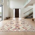 thumbnail image 1 of Design&I 9'x12' Washable Area Rug Pink Covering Geometric Interlocking Grid Pastel Argyle Blush for Great Room, Large Living Giant Skid-Resistant, 1 of 7