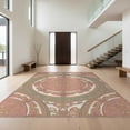 thumbnail image 1 of Design&I 9'x12' Washable Area Rug Pink Cream Concentric Border Framing Balanced Blush Beige Sage for Master Suite, Under Bed, Sleek Flatweave Pet Friendly, 1 of 7